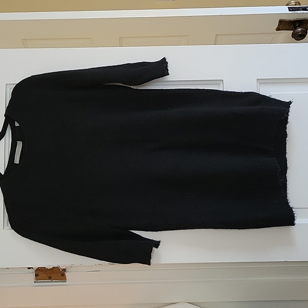 Vince black cashmere raw hem sweater tunic - XS